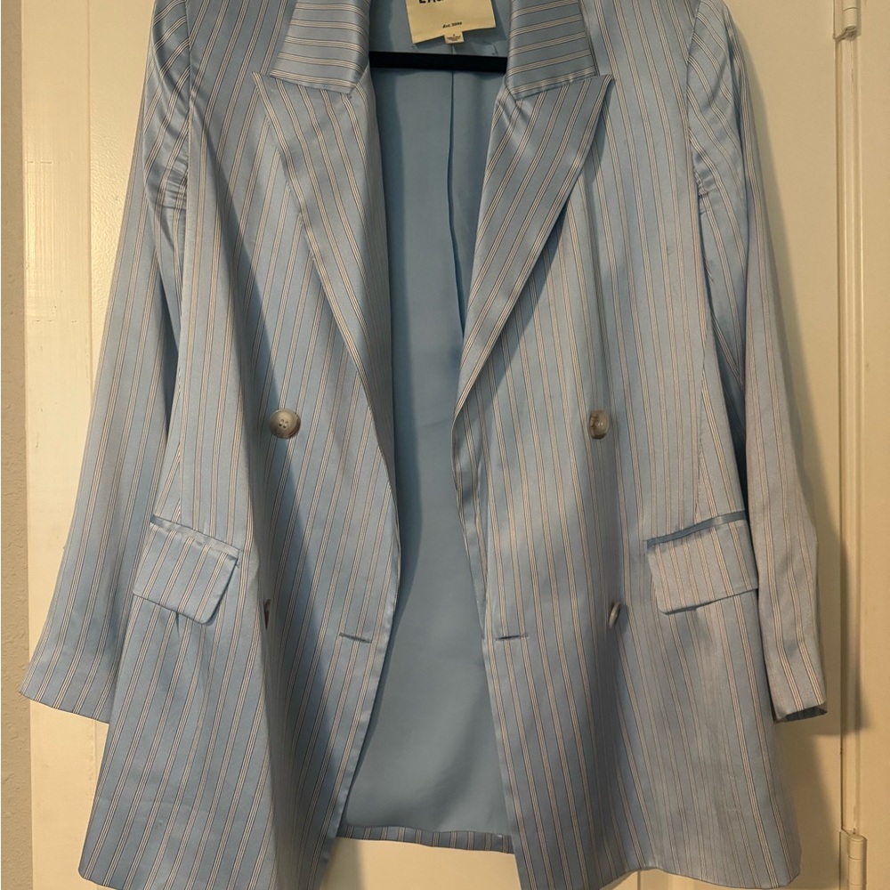 L’Agence Taryn Blue Silk Blazer Size 0 - Picture 3 of 5